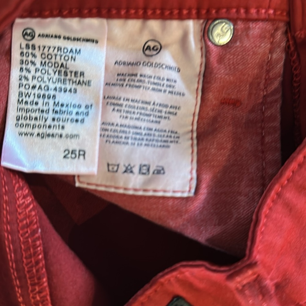 AG Jeans size 25 R Red - Picture 3 of 4